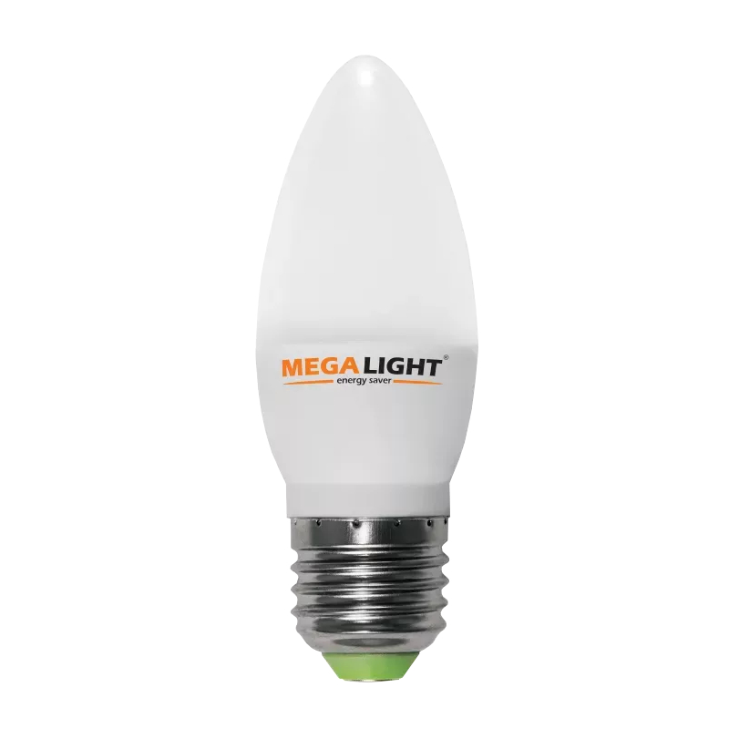 LED ЛАМПА C37 "Свеча" 10W 900Lm 230V 2700K E27 MEGALIGHT (10/100) NEW