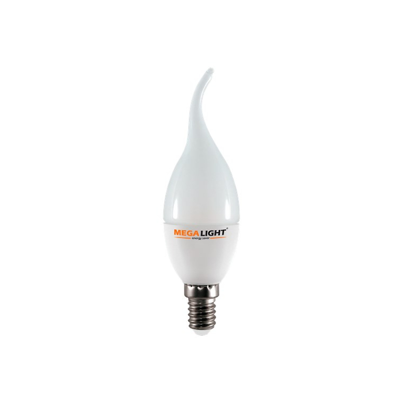 LED ЛАМПА CF37 "Свеча на ветру"  7W 630Lm 230V 6500K E14 MEGALIGHT (10/100)