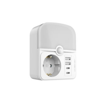 LED Ночник-Зарядная станция UNO-5 с датч.16А 3680W 3000К USB-A-5 V 2,4А USB-C-5 V 3А Megalight (40)