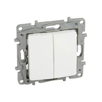 NILOE Переключатель 2-клавишный, безвинтовые зажимы Белый Legrand E-PRO