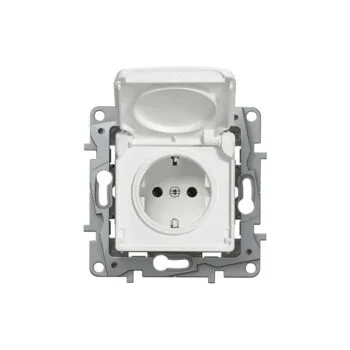 NILOE Розетка с крышкой 2К+З IP44, безвинтовые зажимы Белый Legrand E-PRO