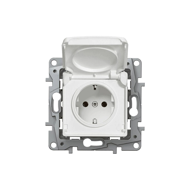 NILOE Розетка с крышкой 2К+З IP44, безвинтовые зажимы Белый Legrand E-PRO