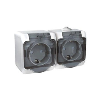 РА16-244В Розетка 2-я IP44 о/у, з/к, з/ш, Белая Этюд (7)  Шнайдер