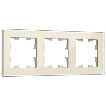 Рамка 3-мест. "BRITE" стекло ванильный (1/50)