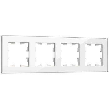 Рамка 4-мест. "BRITE" стекло белый (1/50)