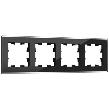 Рамка 4-мест. "BRITE" стекло черный (1/50)