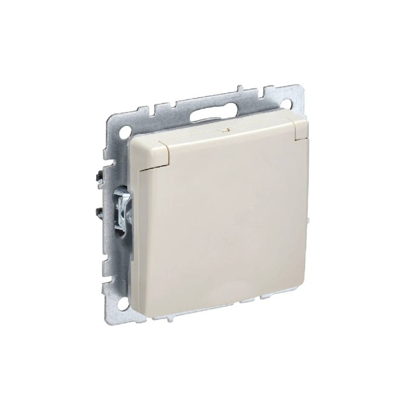 Роз. 1-мест. с з/к с з/ш 16А IP44 б/рамки "BRITE" бежевый (1/100)