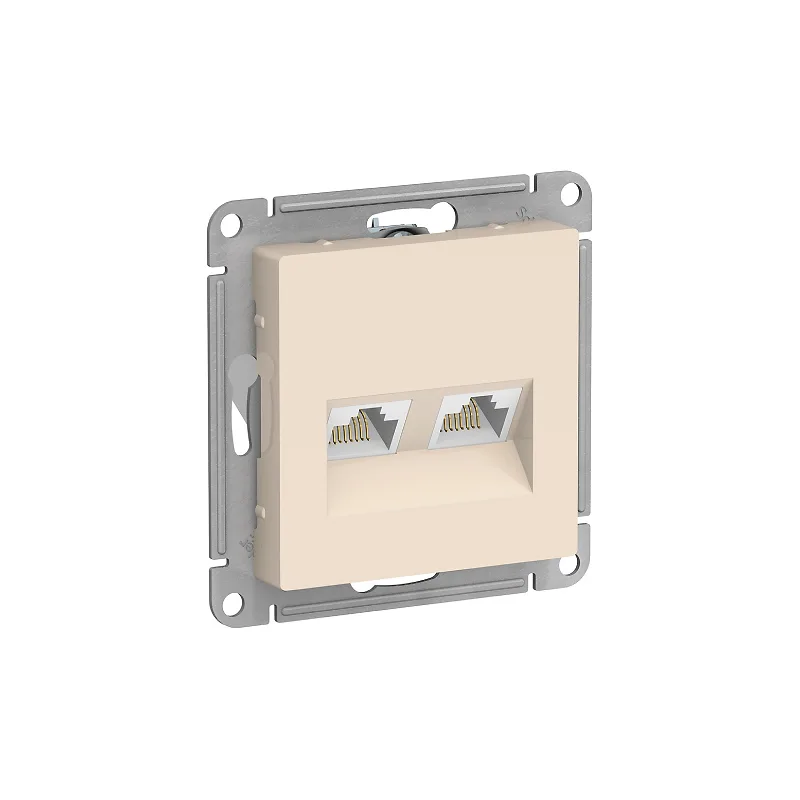 Роз. 2-ная компьютерная RJ45+RJ45 кат.5E механизм бежевый ATLASDESIGN