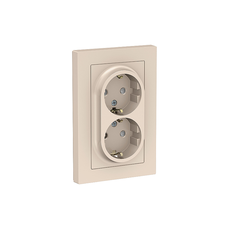 Роз. 2-ная с з/к з/ш 16А в сборе бежевый ATLASDESIGN