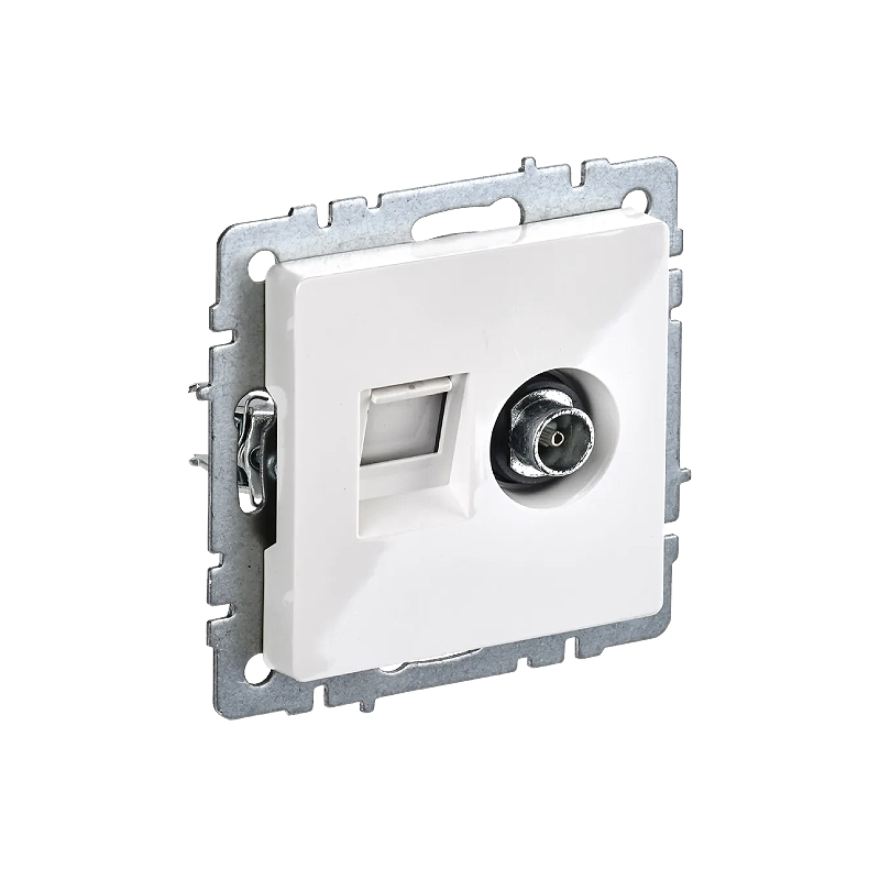 Роз. 2-я TV+RJ45 кат.5E б/рамки "BRITE" белый (1/100)