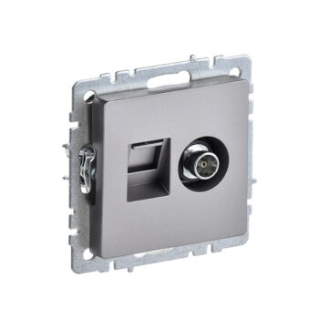 Роз. 2-я TV+RJ45 кат.5E б/рамки "BRITE" сталь (1/100)