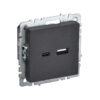 Роз. с з/к с з/ш 16А с USB A+C 18Вт б/рамки "BRITE" черный (1/80)