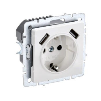 Роз. с з/к с з/ш 16А USB A+A 3,1А б/рамки "BRITE" белый (1/80)