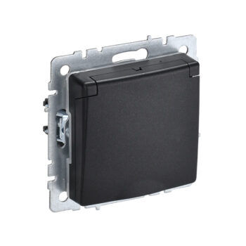 Роз. с з/к с з/ш с кр. 16А IP20 б/рамки "BRITE" черный (1/100)черный