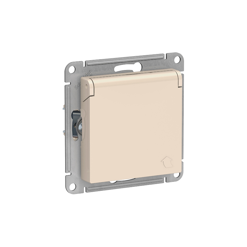 Роз. с з/к з/ш с крышкой 16А IP20 механизм бежевый ATLASDESIGN