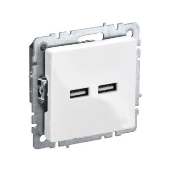 Роз. USB A+A 3,1А б/рамки "BRITE" белый (1/80)