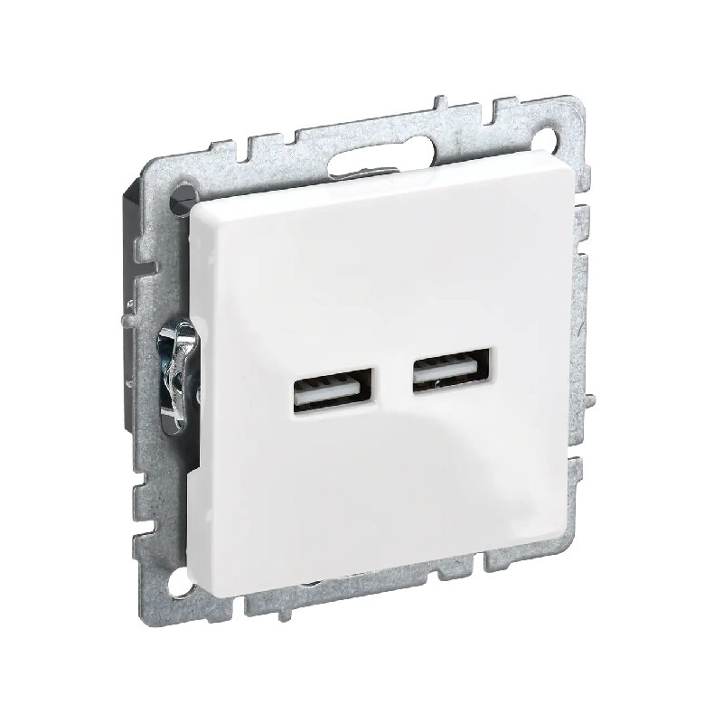 Роз. USB A+A 3,1А б/рамки "BRITE" белый (1/80)