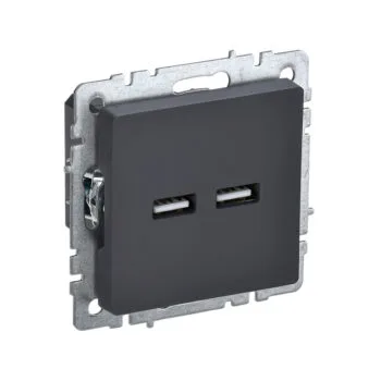 Роз. USB A+A 3,1А б/рамки "BRITE" графит (1/80)