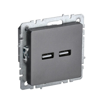 Роз. USB A+A 3,1А б/рамки "BRITE" сталь (1/80)