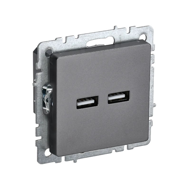 Роз. USB A+A 3,1А б/рамки "BRITE" сталь (1/80)