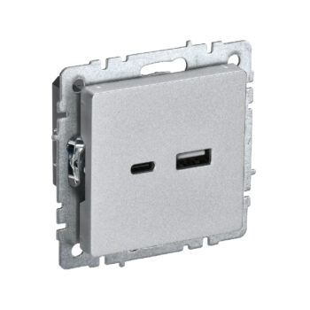 Роз. USB A+C 18Вт б/рамки "BRITE" алюминий (1/80)