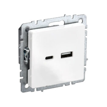 Роз. USB A+C 18Вт б/рамки "BRITE" белый (1/80)