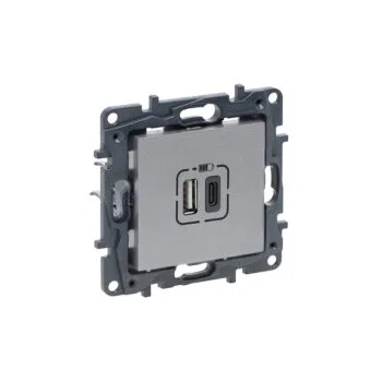 Роз. USB А+C - 2 порта с/у б/рамки NLST алюминий 863340 Legrand (1)