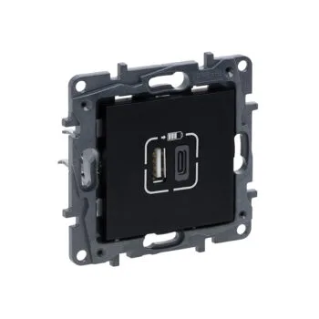 Роз. USB А+C - 2 порта с/у б/рамки NLST чёрный 863540 Legrand (1)