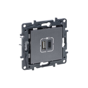 Роз. USB А+C - 2 порта с/у б/рамки NLST сталь 863440 Legrand (1)