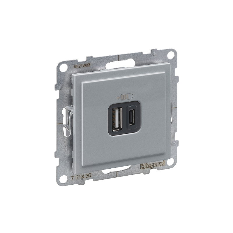 Роз. USB А+C - 2 порта с/у б/рамки SUNO алюминий 721330 Legrand (5)
