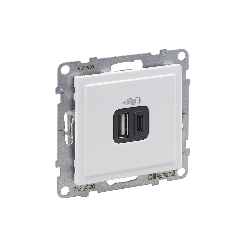 Роз. USB А+C - 2 порта с/у б/рамки SUNO белый 721130 Legrand (5)