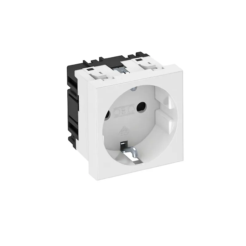 Розетка 1я с з/к под углом 0° штор.16А 250В (45х45мм Modul45) бел. STD-D0 RW1 OBO Bettermann