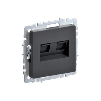 Розетка 2-ая компьютерная RJ45 кат.5E "BRITE" графит (1/100)