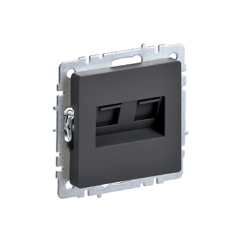 Розетка 2-ая компьютерная RJ45 кат.5E "BRITE" графит (1/100)