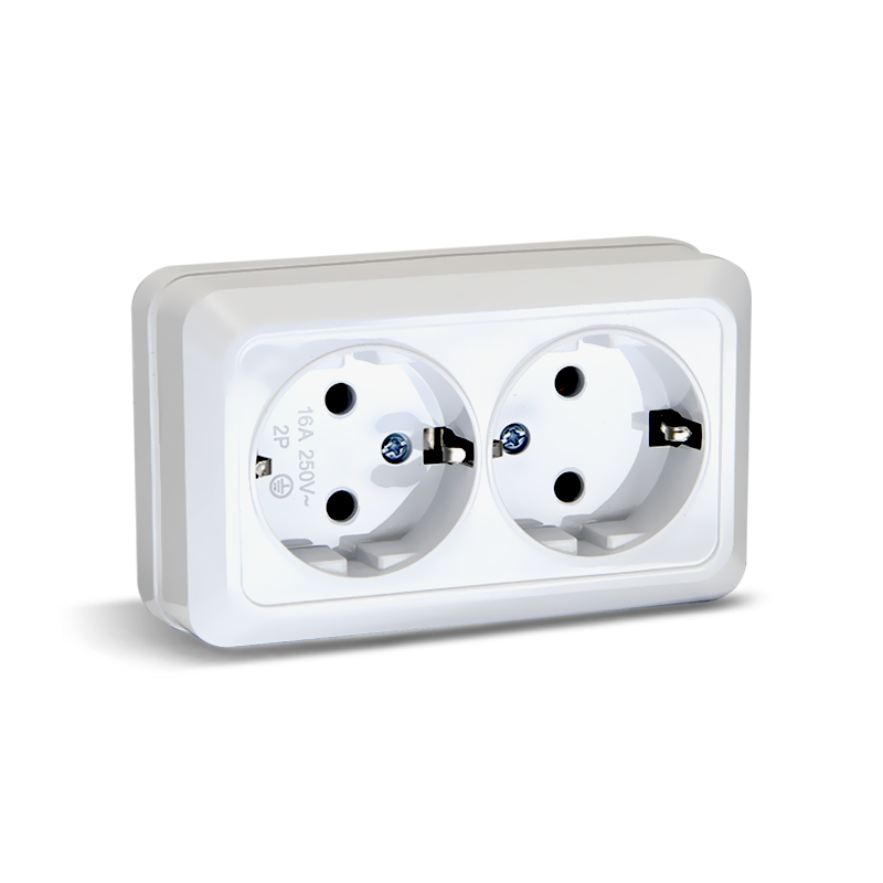 Розетка 2-я о/у з/к 16А белая ASTRA  (8/160) UNIT