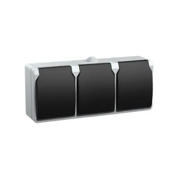 Розетка 3-я з/к о/у серый IP54 ROCK (5/60) UNIT