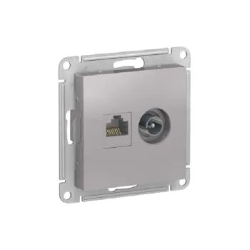 РОЗЕТКА двойная комп+ТВ, RJ45+TV, кат.5E, механизм"ATLAS" алюминий ATN389 !!!