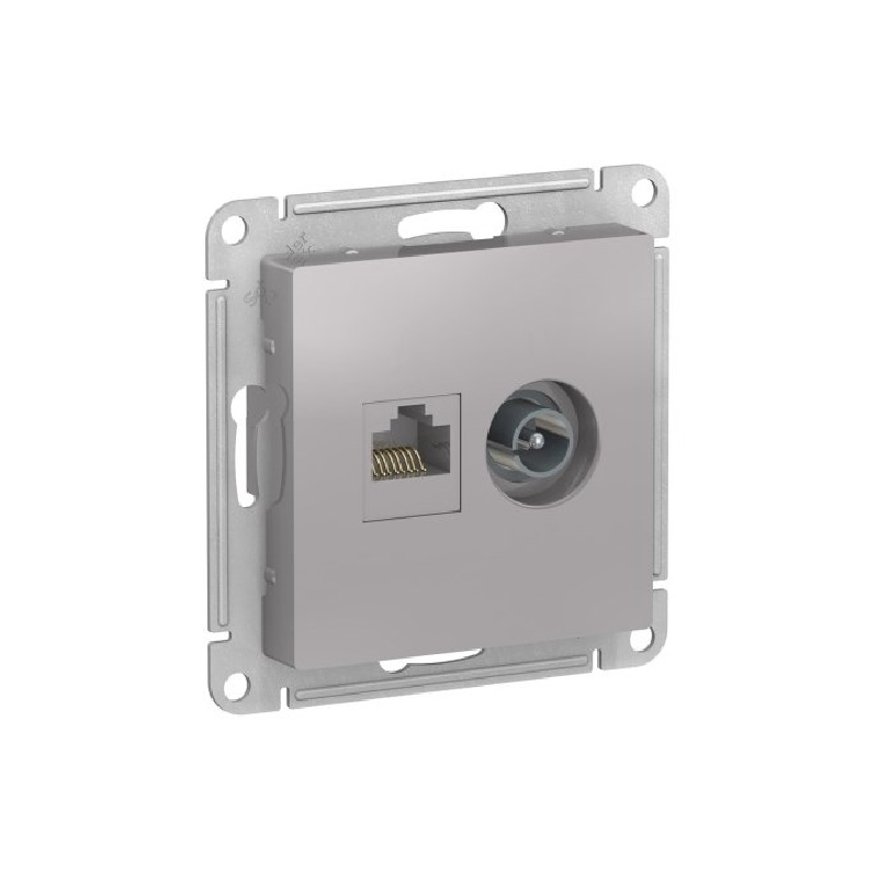 РОЗЕТКА двойная комп+ТВ, RJ45+TV, кат.5E, механизм"ATLAS" алюминий ATN389 !!!