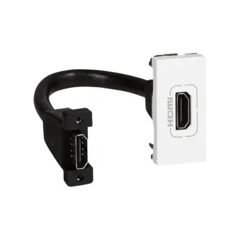 Розетка HDMI Mosaic 1 модуль, оборудована шнуром, белая Legrand E-PRO
