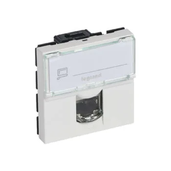 Розетка RJ 45 - Mosaic - категория 6 - UTP - 2 модуля - белый Legrand E-PRO