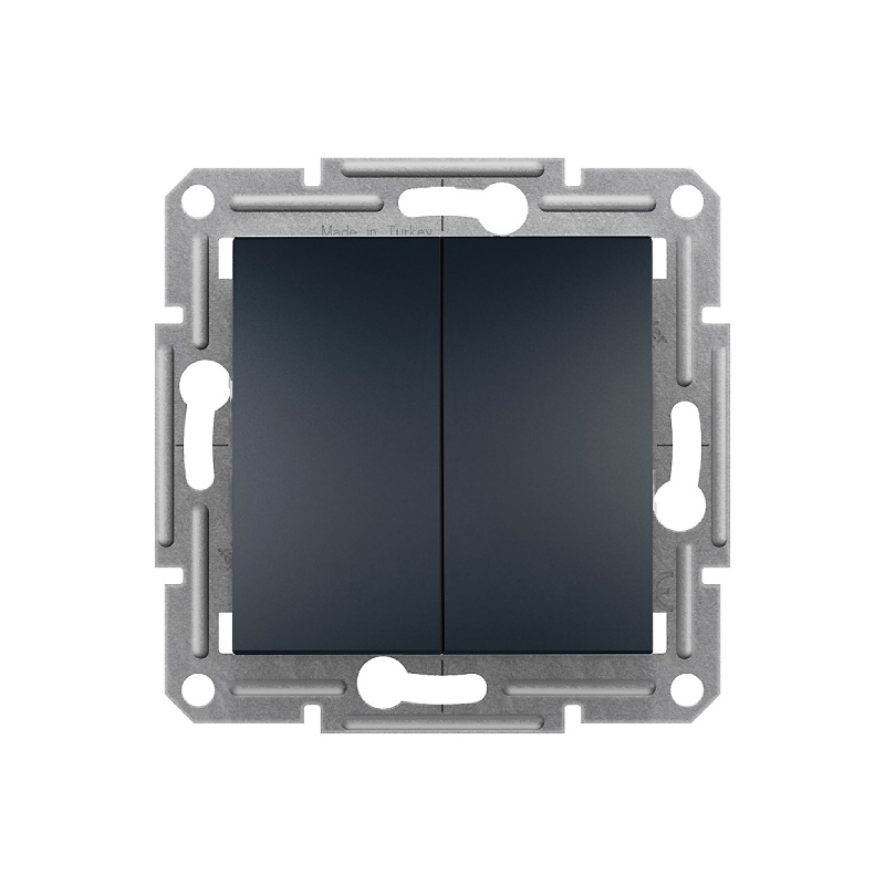 S541 Переключ 2 кл 10A с/у б/рамки "ASFORA" антрацит EPH0600171 (10) NEW