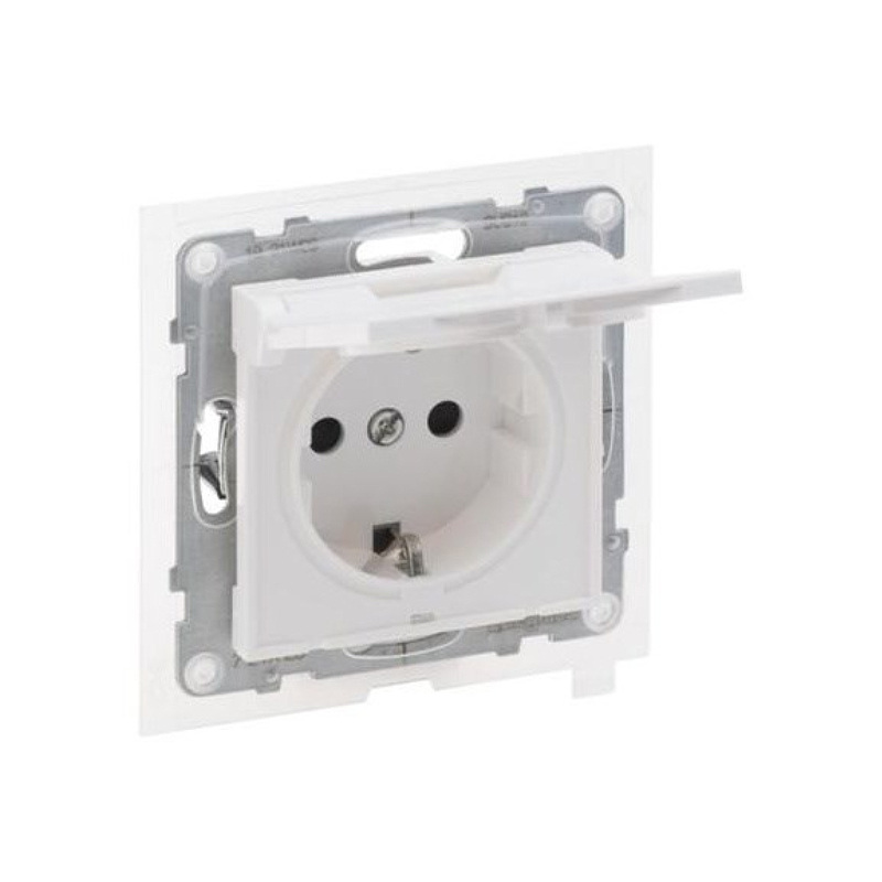 SUNO Силовая розетка 2К+З 16А 250В. С крышкой IP21 с з/ш, б/з Цвет "Белый" Legrand E-PRO