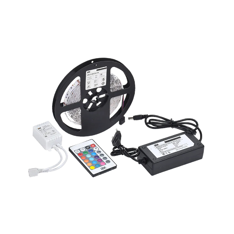 Светодиодная лента "Сделай сам" LED 5м LSR-5050RGB60-14,4-IP20-12В+драйвер+контр IEK