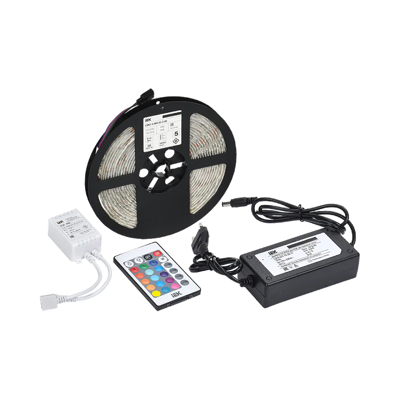 Светодиодная лента "Сделай сам" LED 5м LSR-5050RGB60-14,4-IP65-12В+драйвер+контр IEK