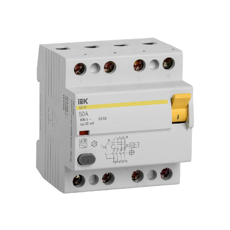 УЗО ВД1-63 (4ф) 50А 30мА IEK (1/24)
