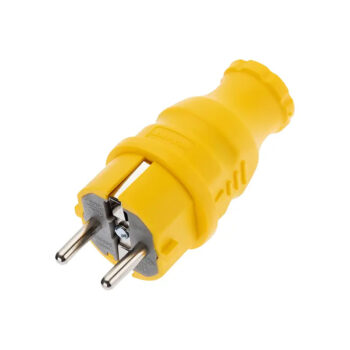 Вилка влагозащищенная прямая, c/з, 16А, IP44,200В, каучук, желтая REXANT 111-014