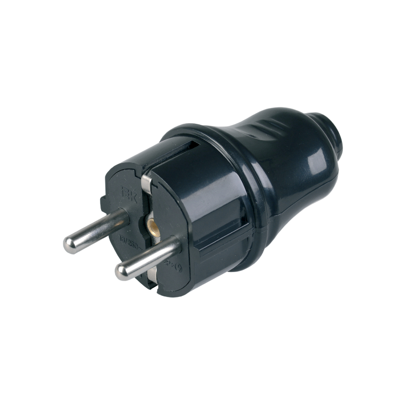 ВПп10-02-Ст Вилка разборная прямая с з/к 16А черная IEK  E-PRO