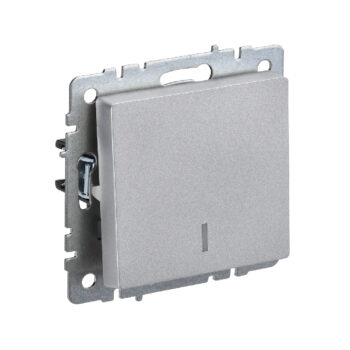 Выкл 1-кл. прох. с инд б/рамки 10А "BRITE" алюминий (1/100)