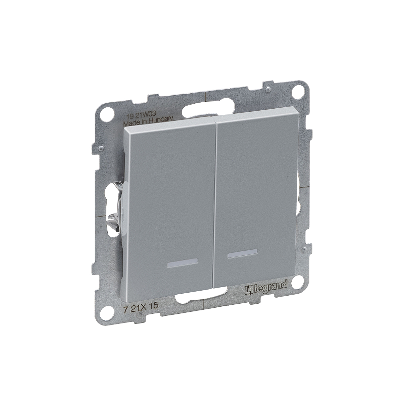 Выкл. 2-кл. с инд. 10А б/рамки, авт.клеммы, SUNO алюминий 721315 Legrand (5)