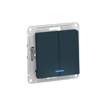 Выкл 2-кл с подсветкой, сх.5а, 10АХ, механизм, изумруд "ATLAS"